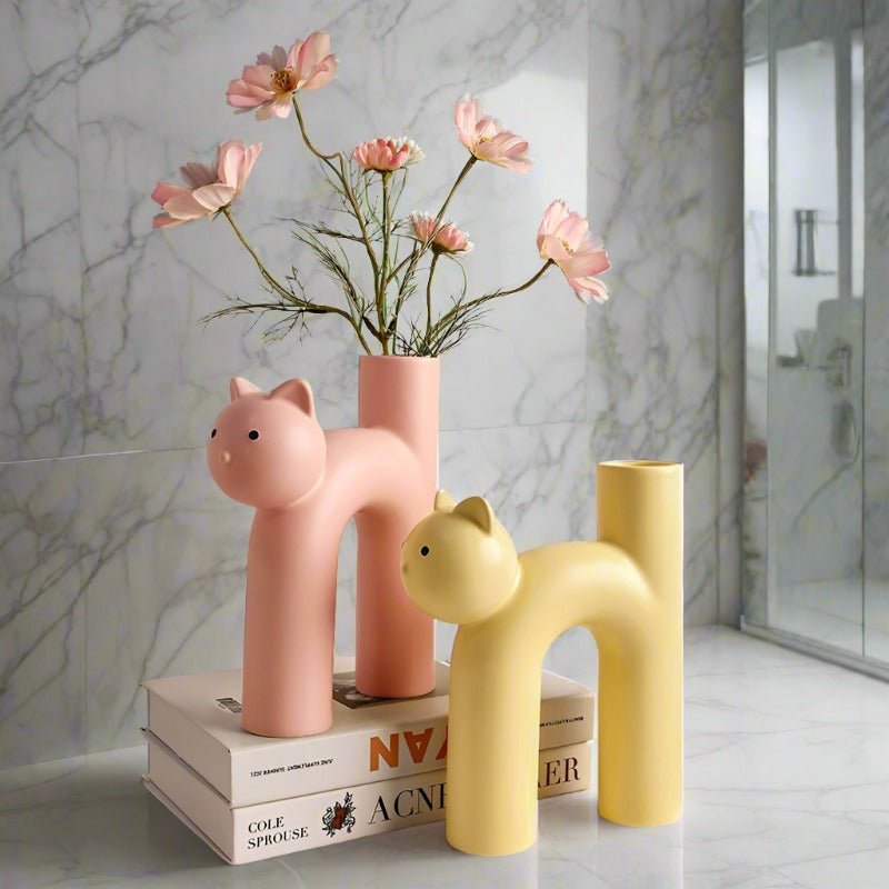 Behamei Creative Cute Tubular Cat Vase