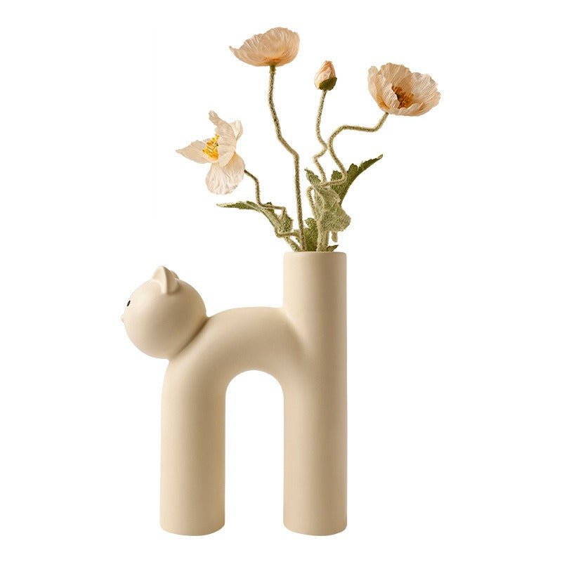 Behamei Creative Cute Tubular Cat Vase