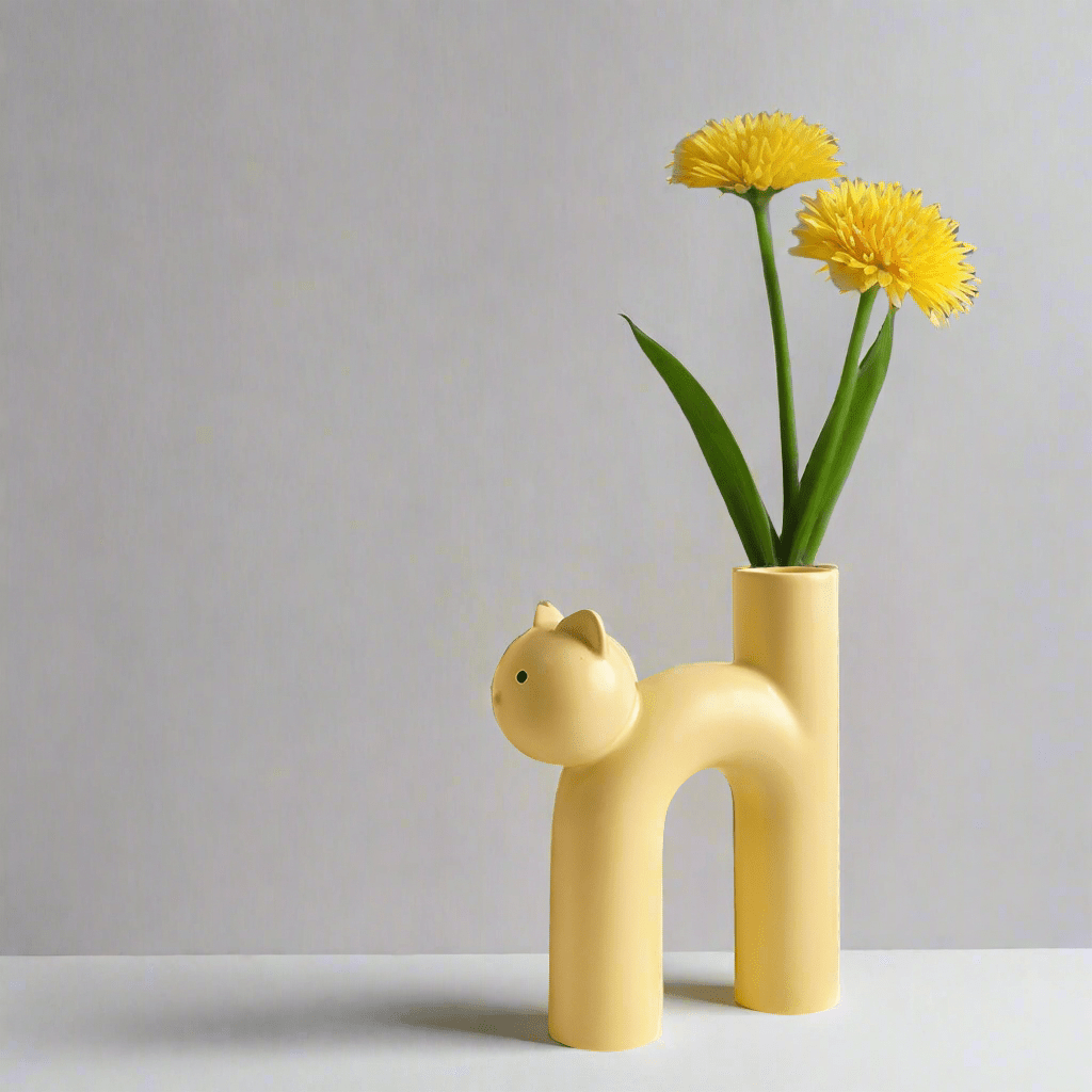 Behamei Creative Cute Tubular Cat Vase