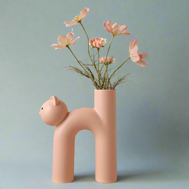 Behamei Creative Cute Tubular Cat Vase