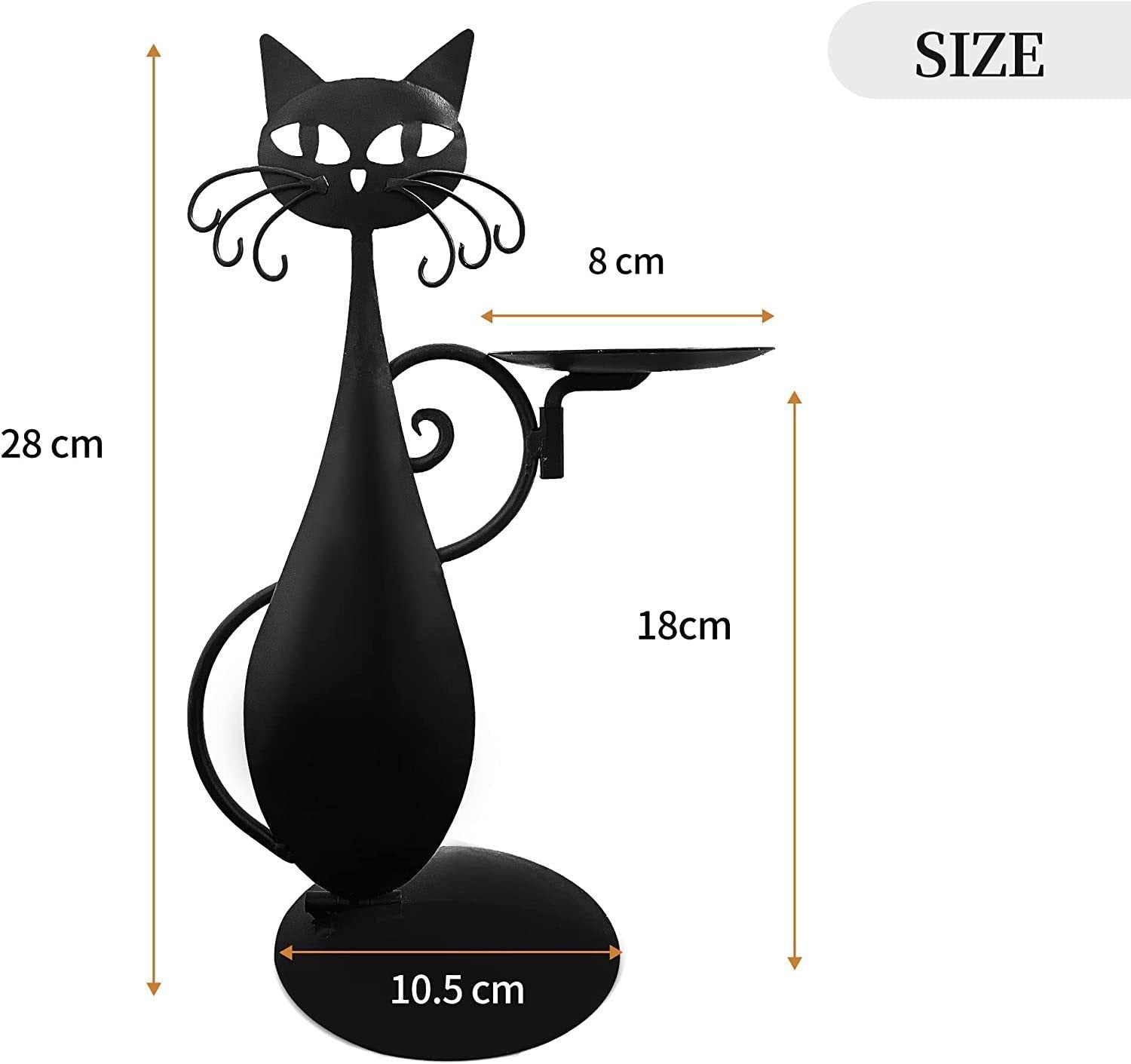 Black Cat Metal Candlestick Retro Rural Farmhouse Decoration