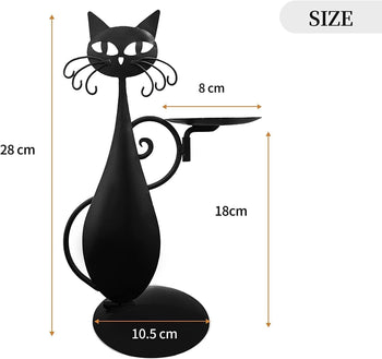 Black Cat Metal Candlestick Retro Rural Farmhouse Decoration