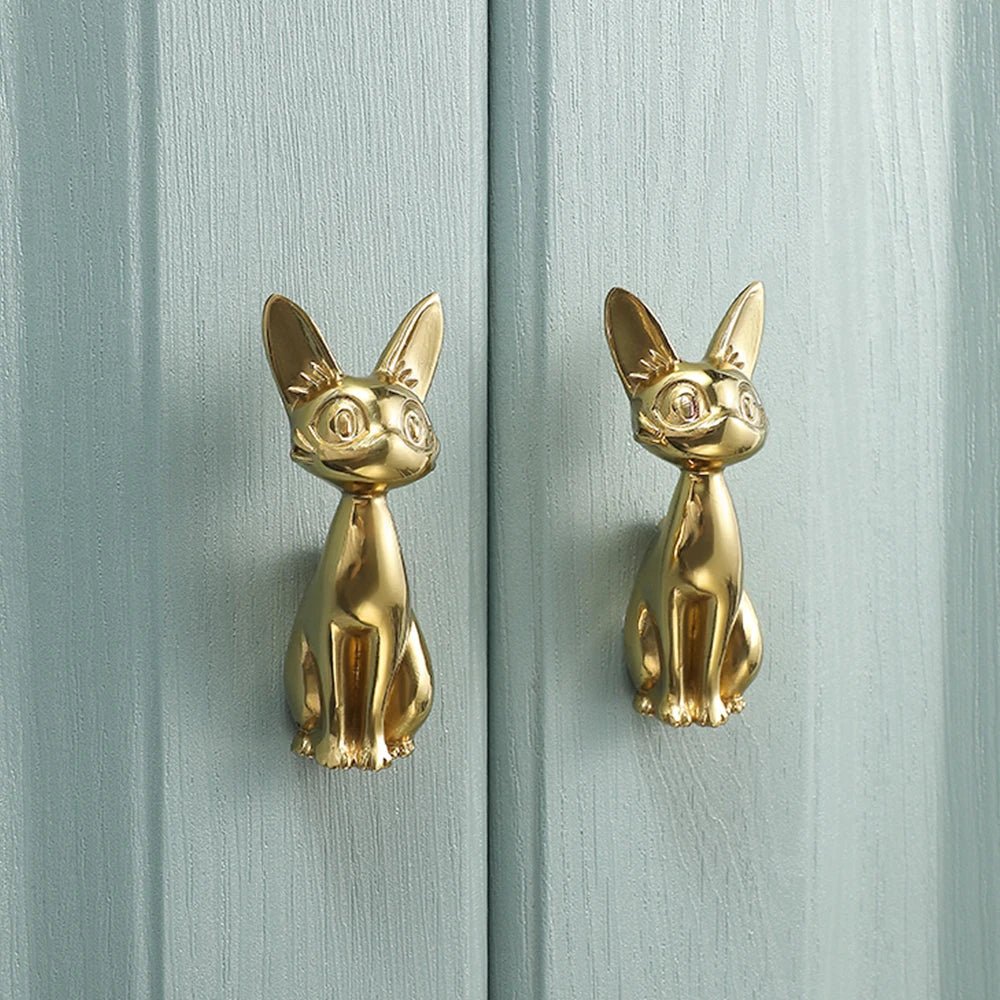 Brass Cat Door and Cabinet Knob
