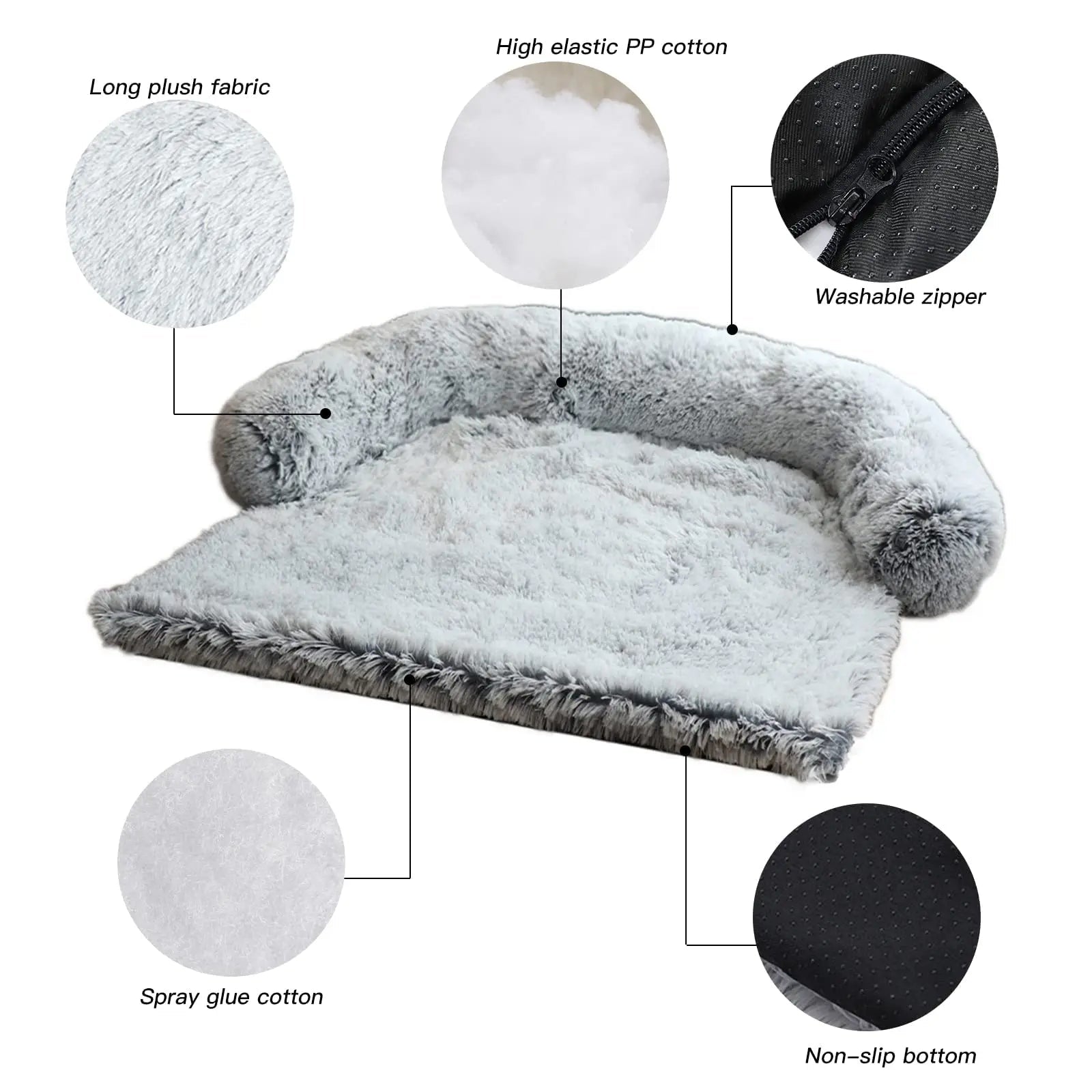 Calming Non-Slip Sofa Plush Cat and Dog Bed