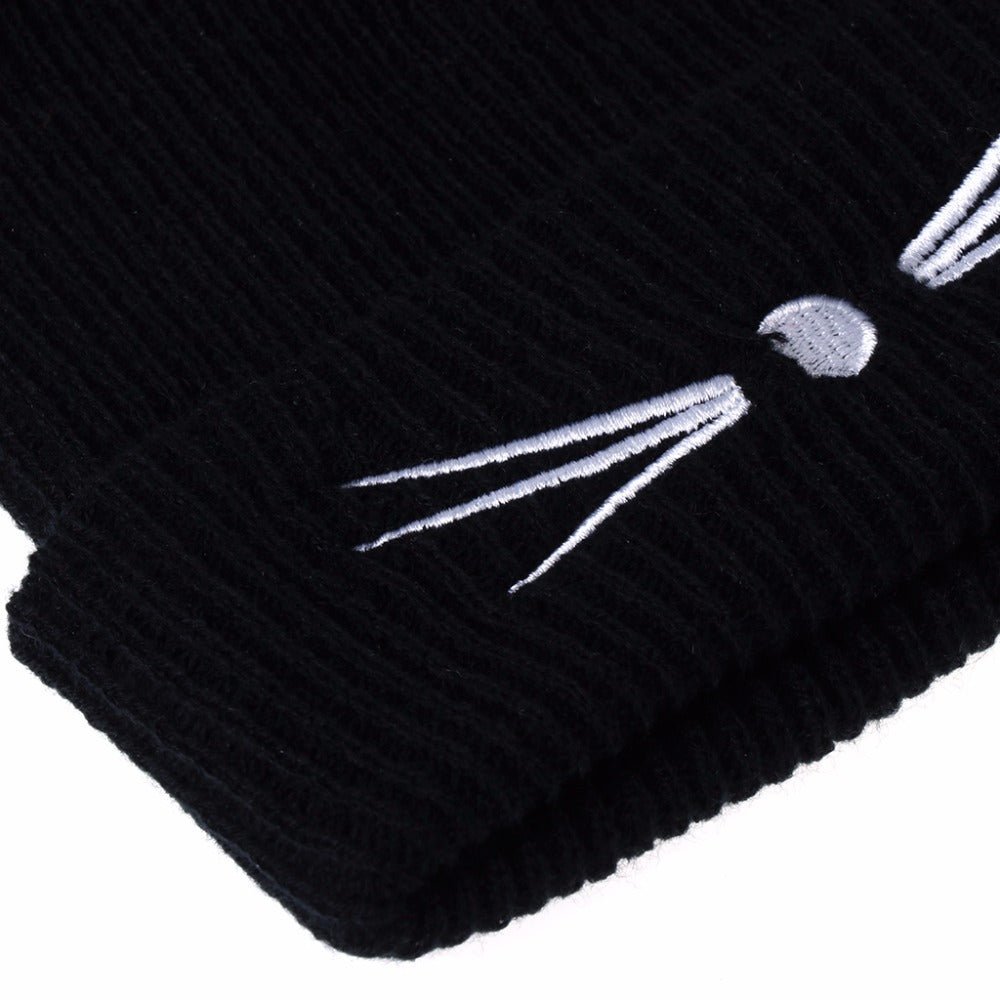 Cat Ears Women Hat Knitted Acrylic Winter Beanie