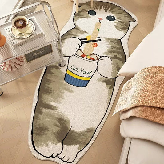 Cat in Cow Outfit Cartoon Rug