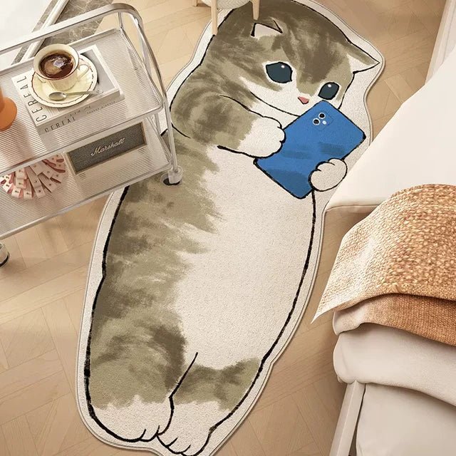 Cat in Cow Outfit Cartoon Rug