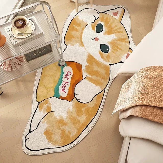 Cat in Cow Outfit Cartoon Rug