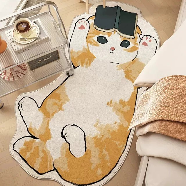 Cat in Cow Outfit Cartoon Rug