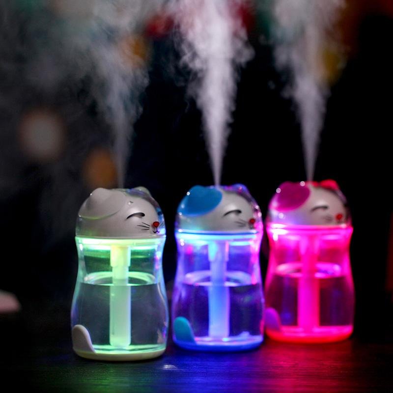 Cat LED Light Humidifier USB Air Diffuser