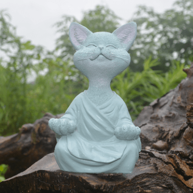 Cat Meditation Resin Ornament for Home Garden Decoration