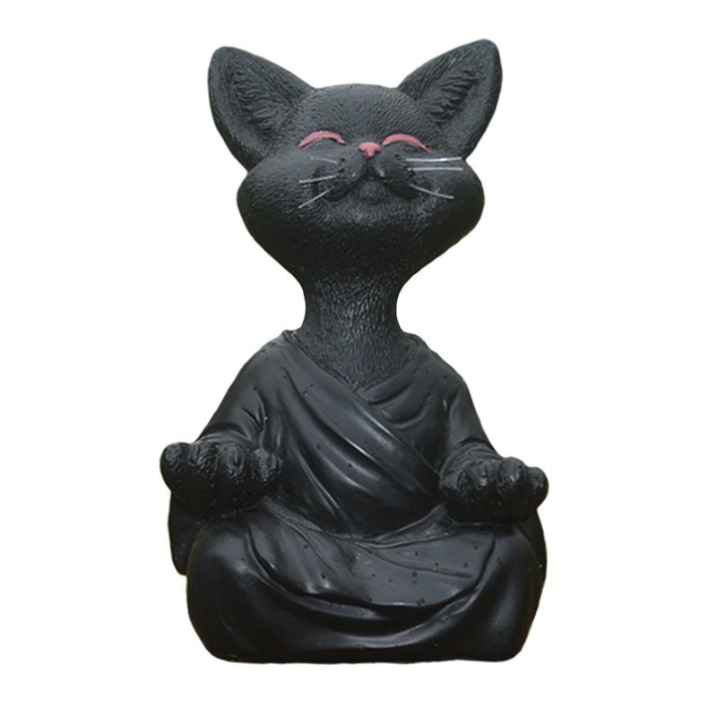 Cat Meditation Resin Ornament for Home Garden Decoration