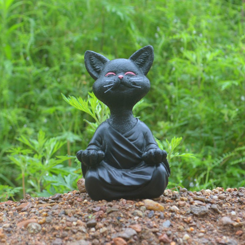 Cat Meditation Resin Ornament for Home Garden Decoration