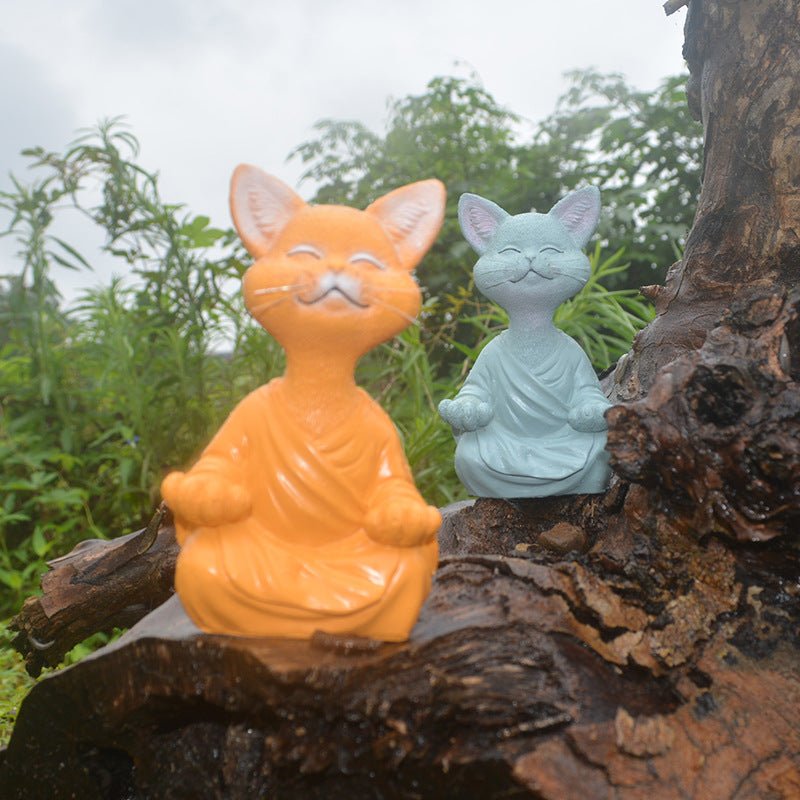 Cat Meditation Resin Ornament for Home Garden Decoration