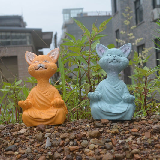 Cat Meditation Resin Ornament for Home Garden Decoration