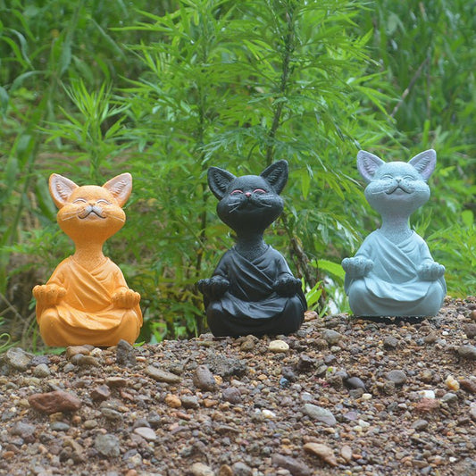 Cat Meditation Resin Ornament for Home Garden Decoration