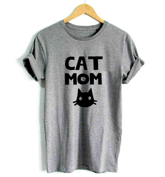 Cat Mom Cotton Printed T-Shirt