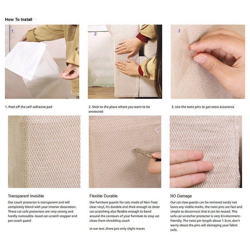 Cat Scratch Guards for Sofa Furniture - Protects Cat Paws