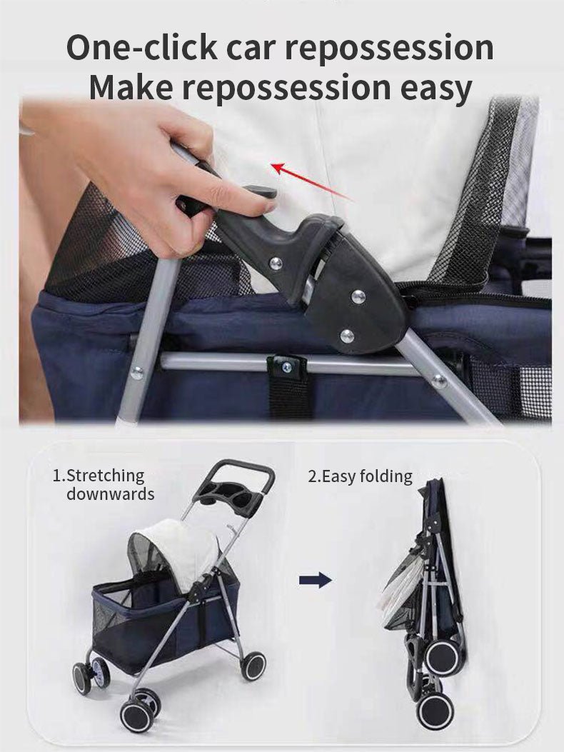 Cat Teddy Outdoor Portable Folding Pet Stroller