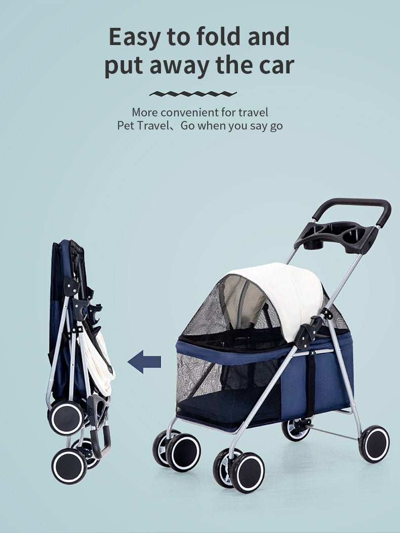 Cat Teddy Outdoor Portable Folding Pet Stroller