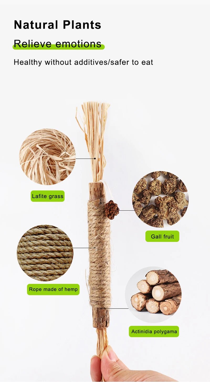 Cat Toys Silvervine Chew Stick for Cleaning Teeth with Silvervine, Hemp, and Lafite Grass