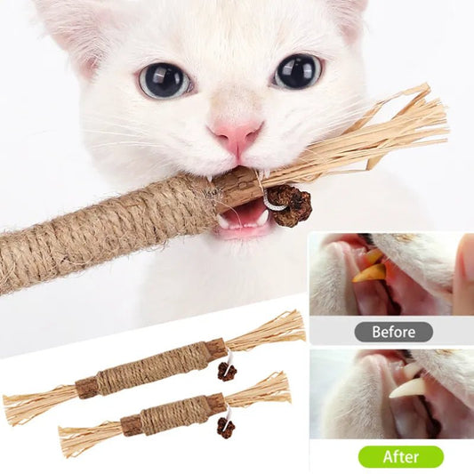 Cat Toys Silvervine Chew Stick for Cleaning Teeth with Silvervine, Hemp, and Lafite Grass