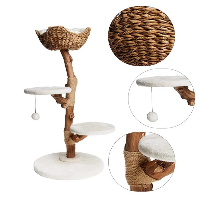 Cat Tree Climbing Frame Vertical Scratching Post with Bed Perch