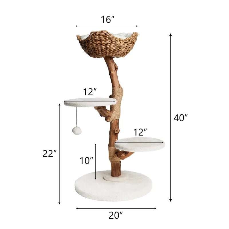Cat Tree Climbing Frame Vertical Scratching Post with Bed Perch