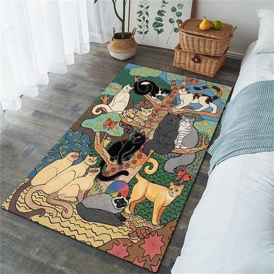 Cats in a Tree Aesthetic Decorative Carpet Rug