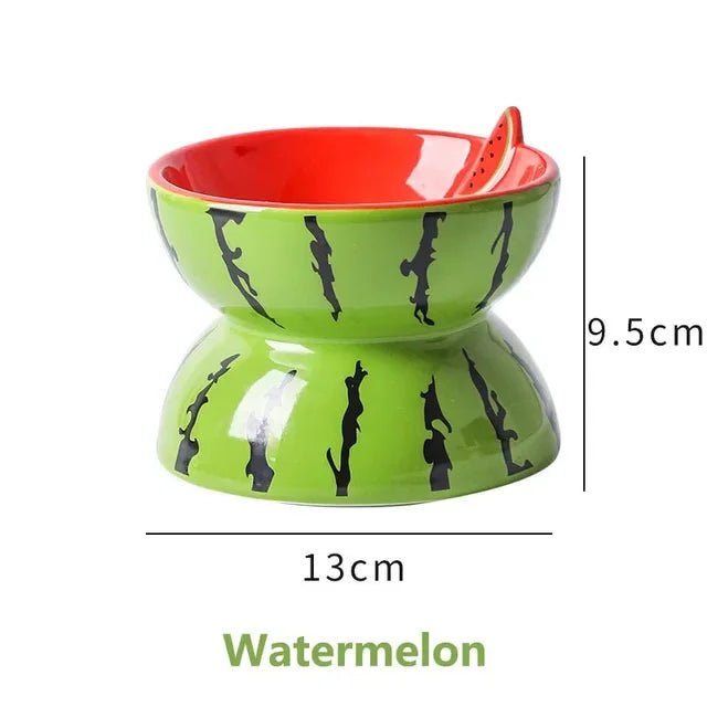 Ceramic Cervical Neck Fruity Cat Bowls