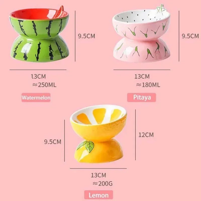 Ceramic Cervical Neck Fruity Cat Bowls