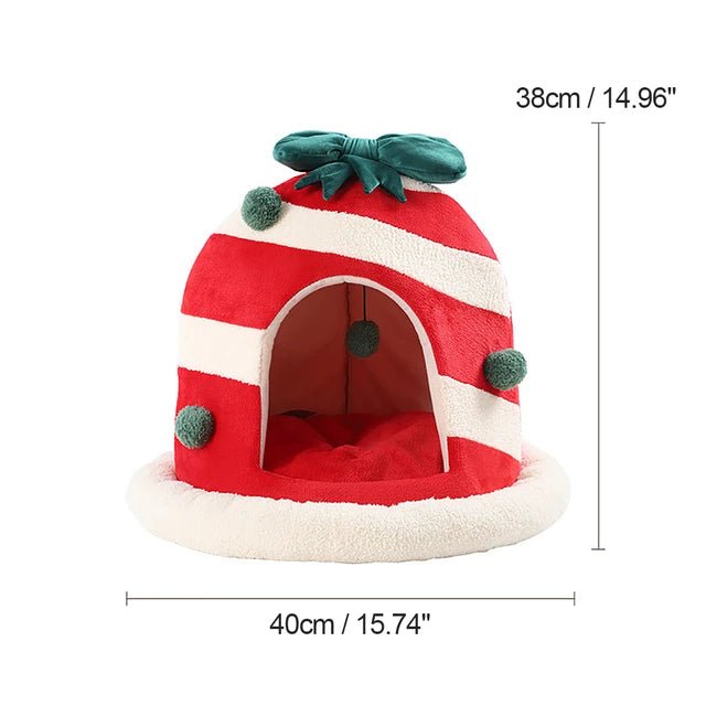 Christmas Box Bell Cat Bed and Home