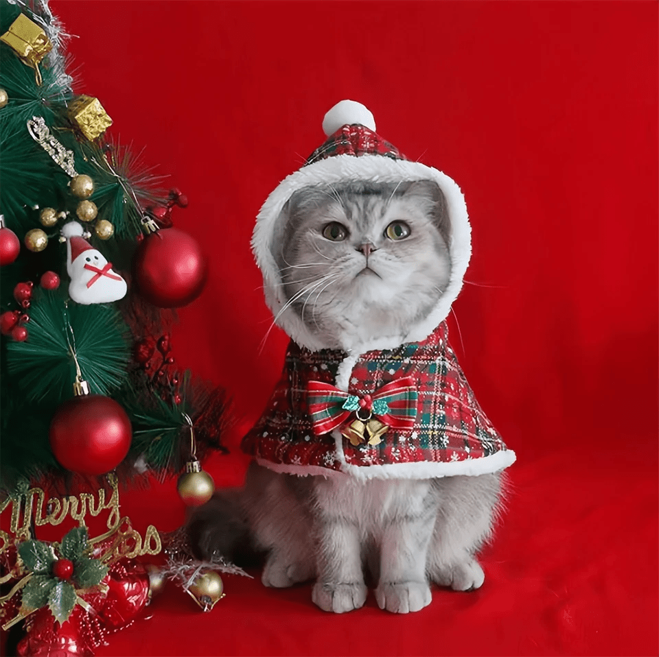 Christmas Cat Hoodie Warm Cloak