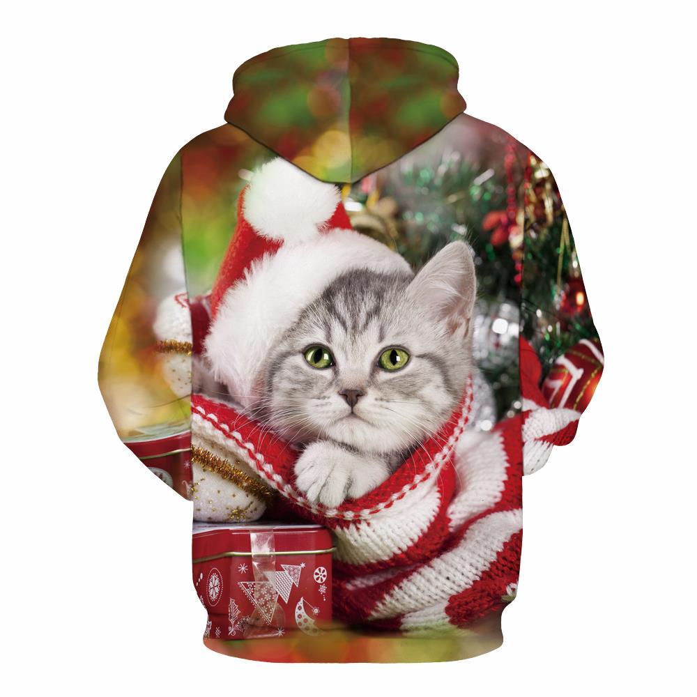 Christmas Men's 3D Kitten Hoodie