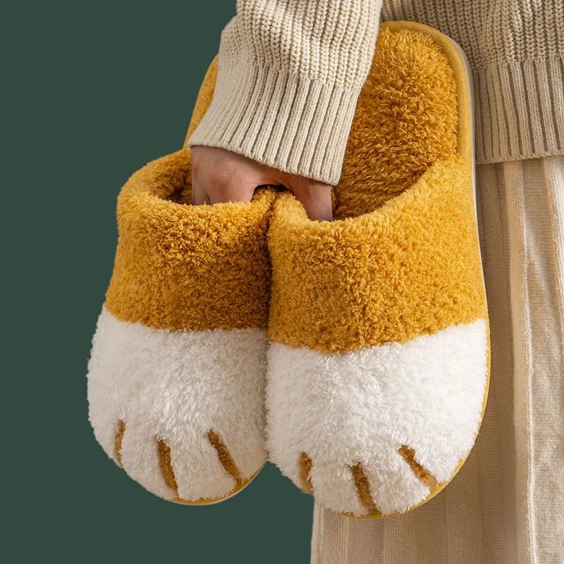 Comwarm Winter Cat Paw Plush Slippers