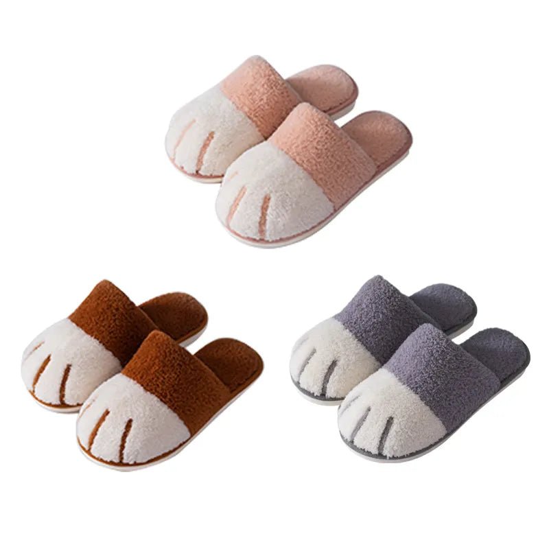 Comwarm Winter Cat Paw Plush Slippers