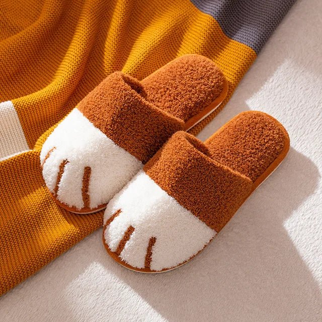 Comwarm Winter Cat Paw Plush Slippers