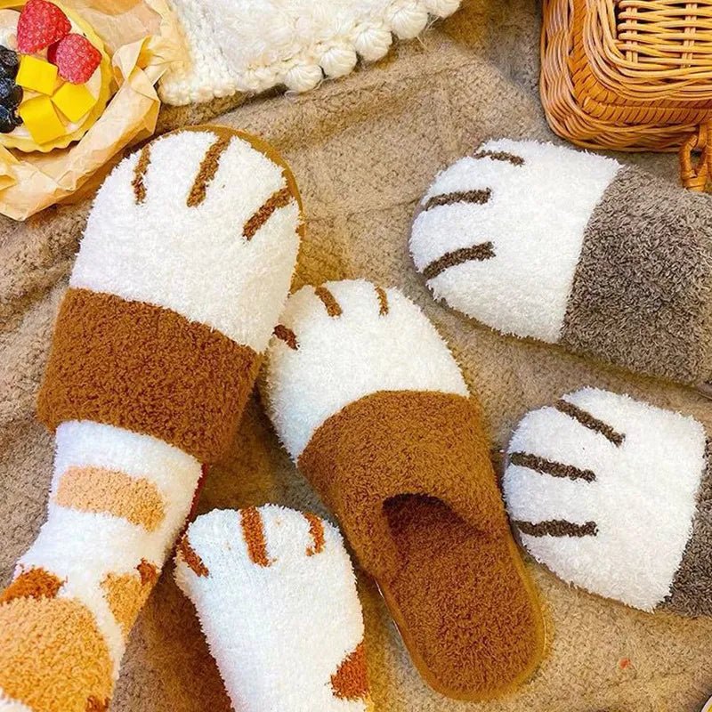 Comwarm Winter Cat Paw Plush Slippers