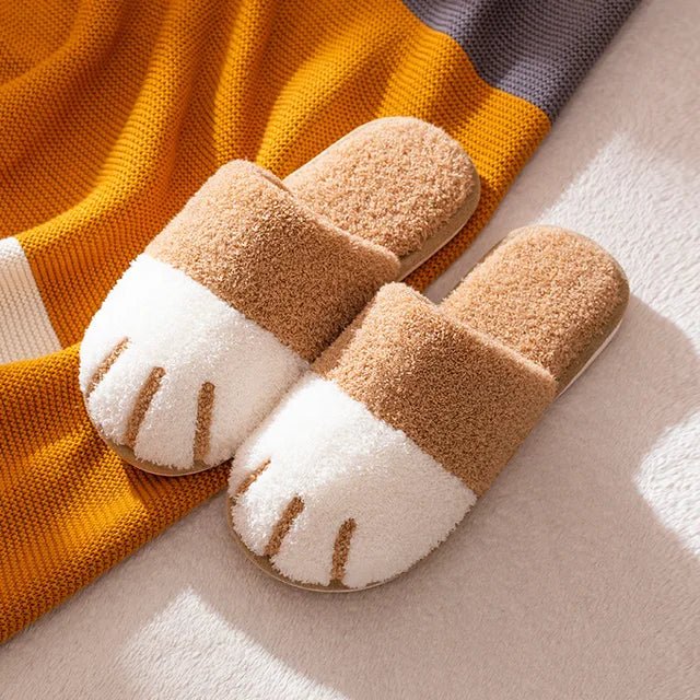 Comwarm Winter Cat Paw Plush Slippers