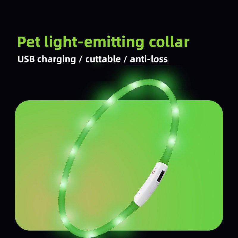 Cuttable USB Rechargeable Silicone Luminous LED Collar