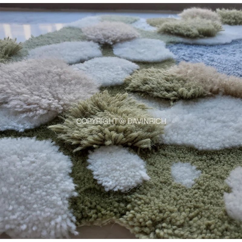DAVINRICH 3D Garden Moss Tufting Wool Hand Made High-Class Luxury Carpet