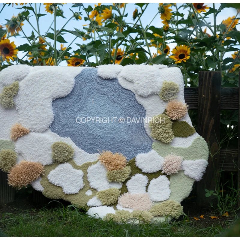 DAVINRICH 3D Garden Moss Tufting Wool Hand Made High-Class Luxury Carpet