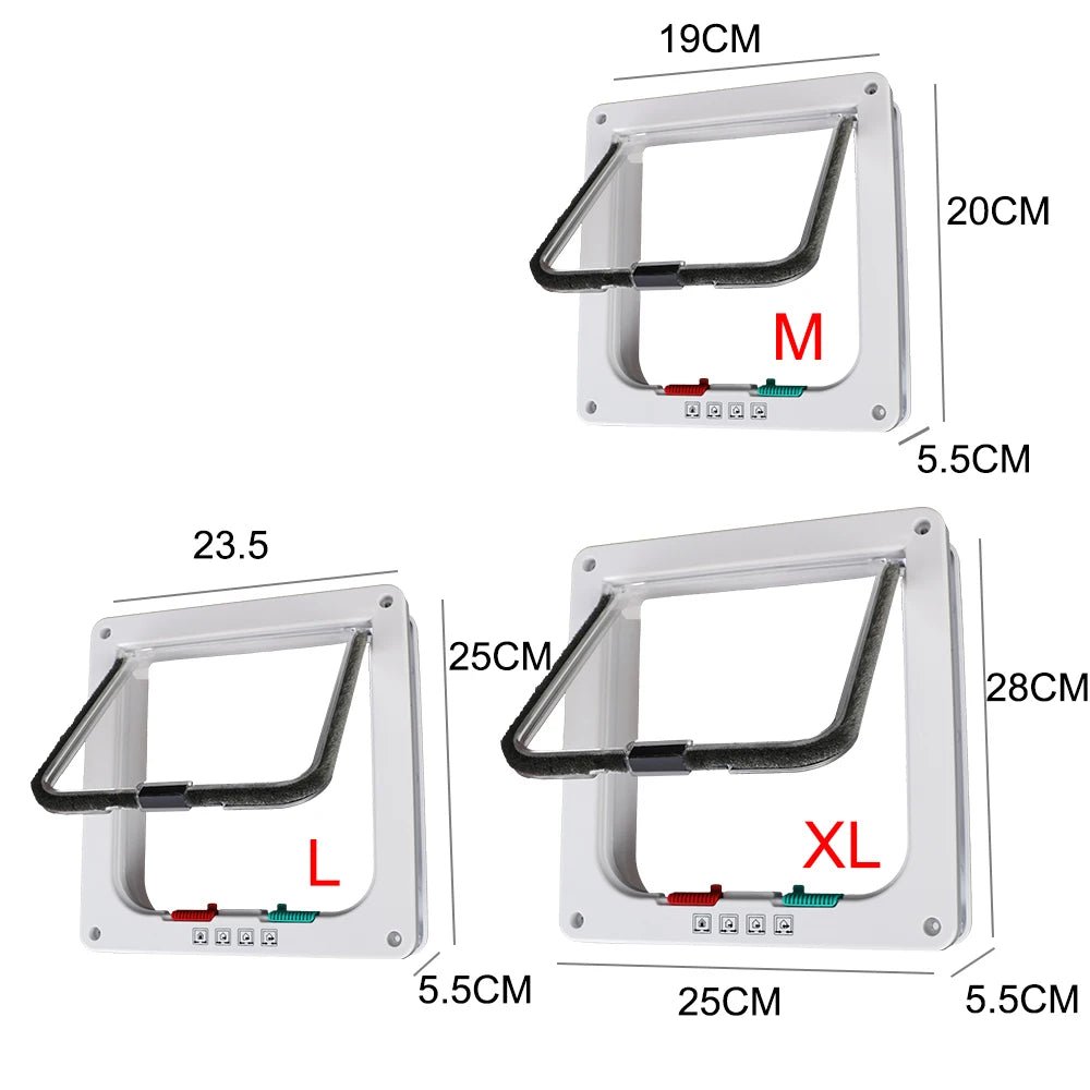 Dog and Cat Flap Door w/ 4-Way Lock Security Flap