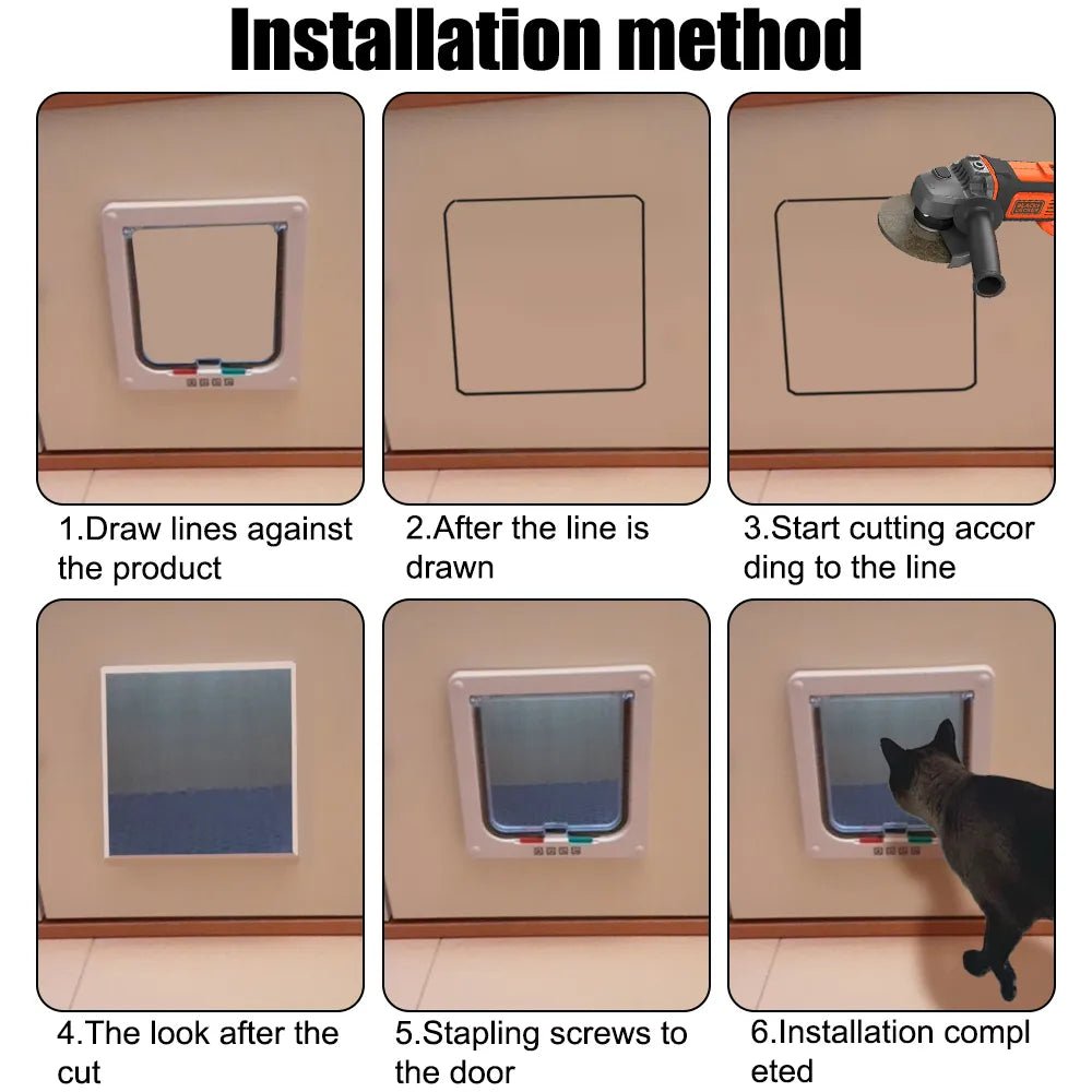 Dog and Cat Flap Door w/ 4-Way Lock Security Flap