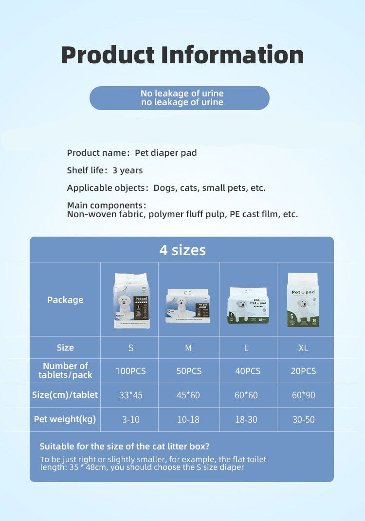 Dog Pee Pads - 4 Sizes