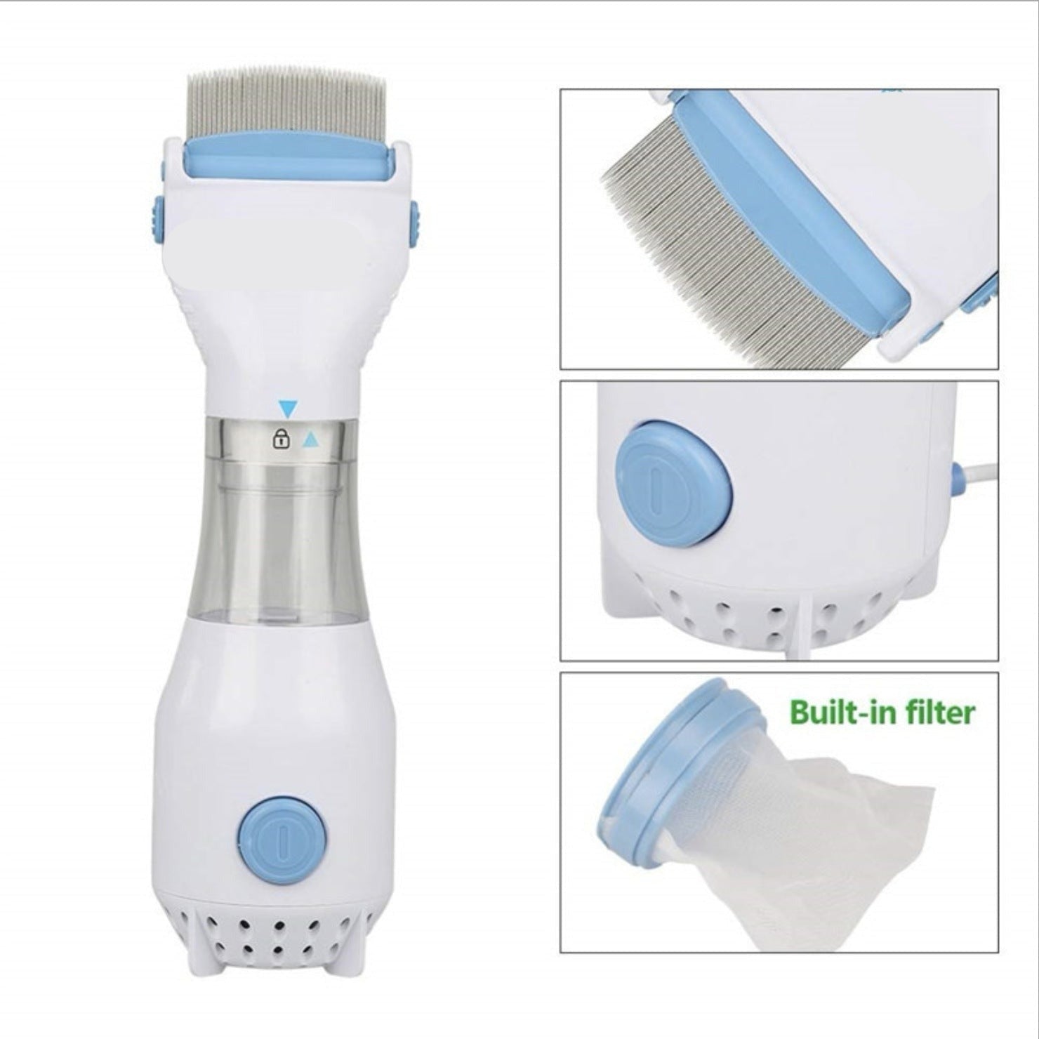 Electric Lice Comb for Fleas, Dandruff, Lice + Eggs, Crab Louse & Body Louse