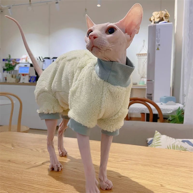 Elegant Warm Sphynx Cat Turtleneck Sweater Jumpsuit