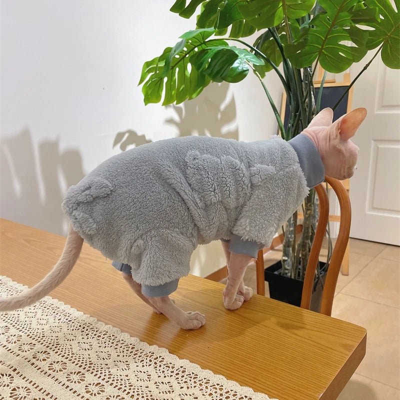 Elegant Warm Sphynx Cat Turtleneck Sweater Jumpsuit