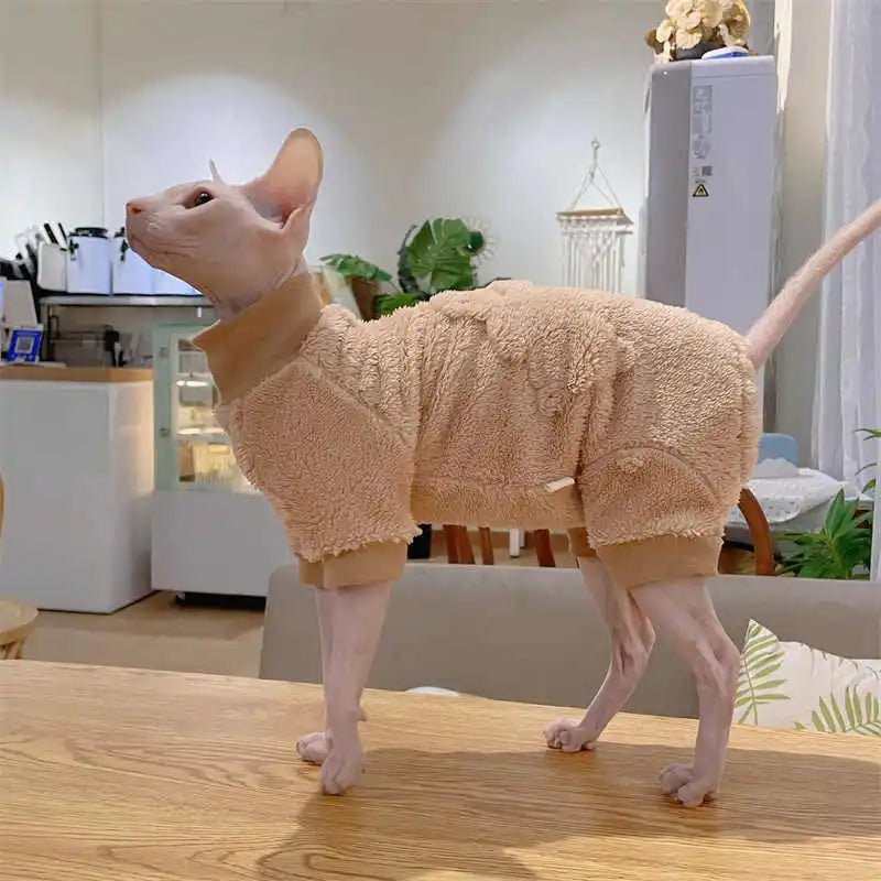 Elegant Warm Sphynx Cat Turtleneck Sweater Jumpsuit