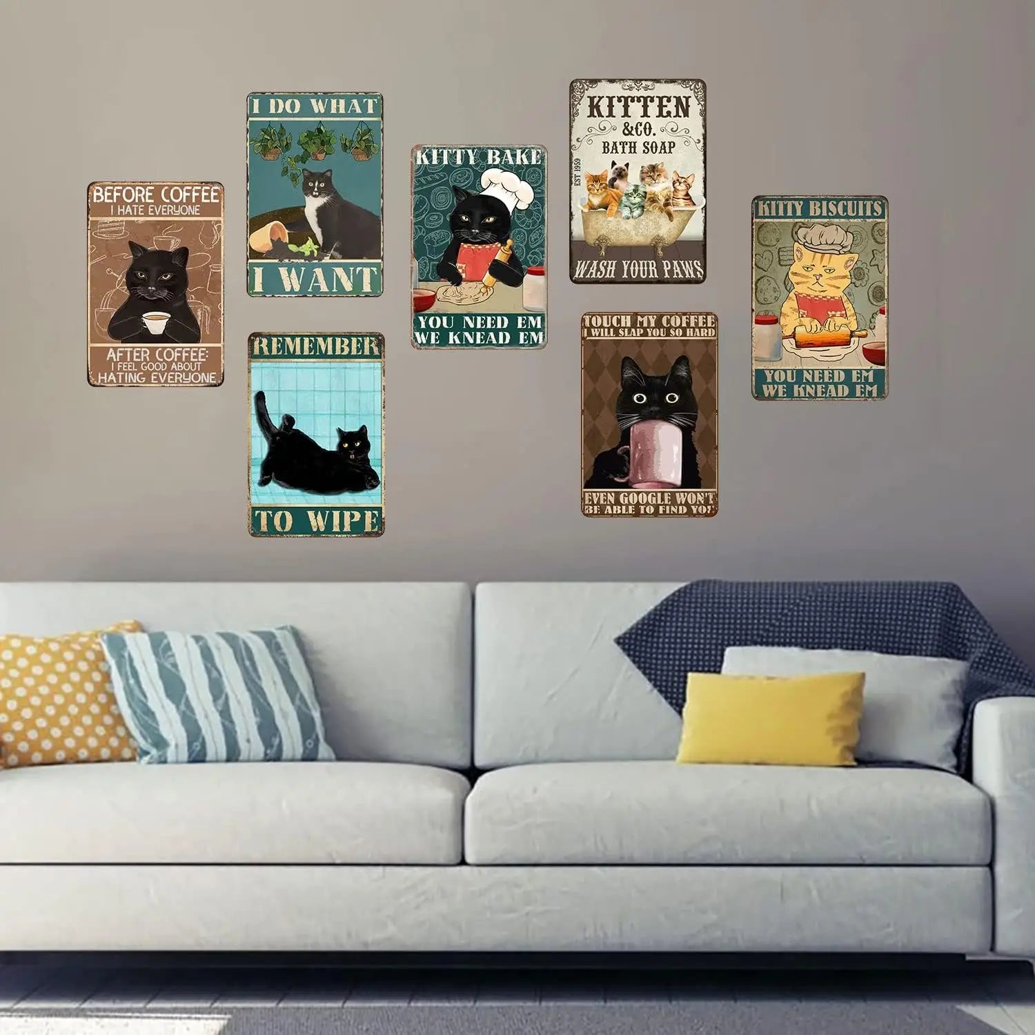 Excuse Me Were You Attempting to Use the Bathroom Alone? Funny Metal Vintage Cat Sign